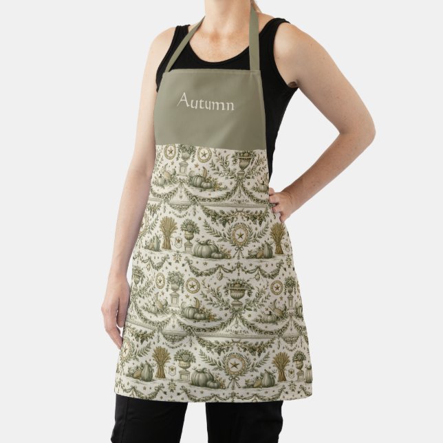 Colonial Sage Green Gold Harvest Personalized Apron (Insitu)