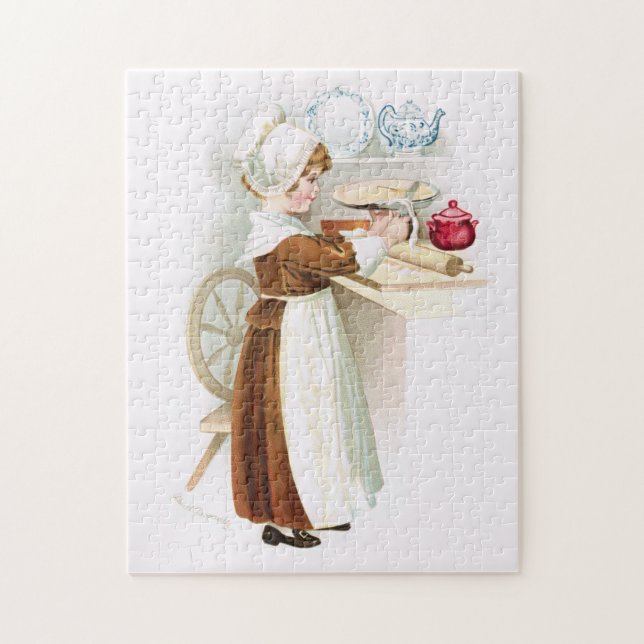 Colonial Sweetheart Making a Pie Puzzle (Vertical)