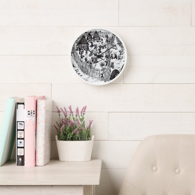 Colonialists attack a Bali village clock (Reading Room)