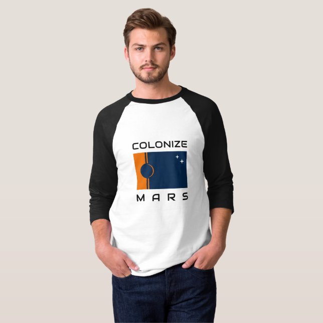 Colonise Mars T-Shirt with Martian Flag (Front Full)