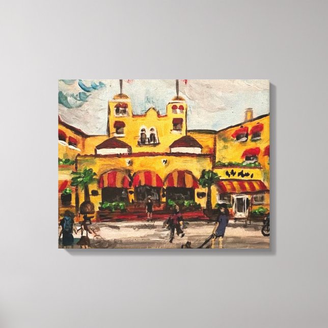 "Colony Hotel at Delray Beach" by Willowcatdesigns Canvas Print (Front)