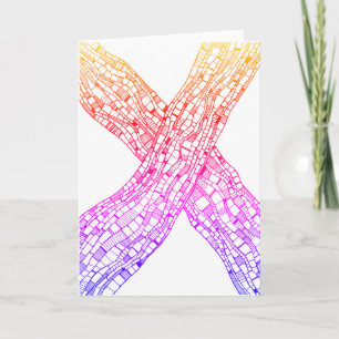 Color Abstract Rectangle Shapes Pen Art Card