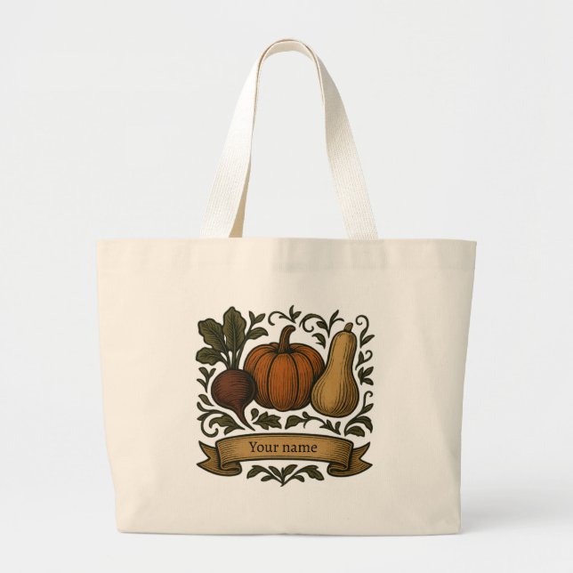 Color Autumn Harvest Personalized Large Tote Bag (Front)