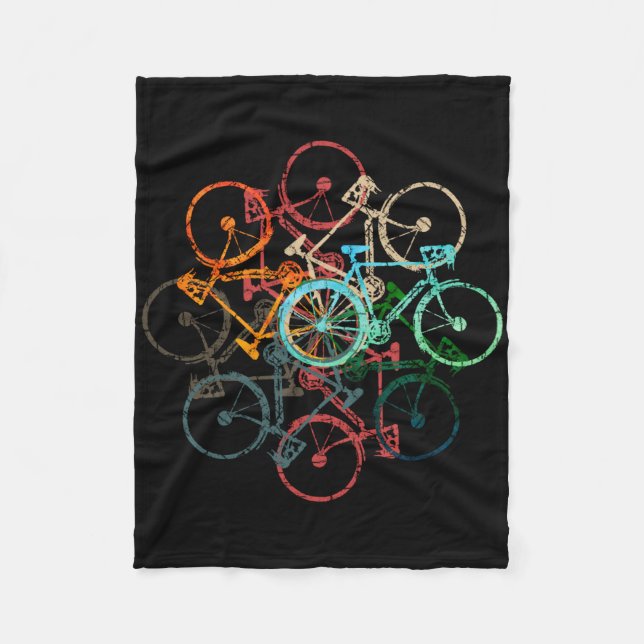 Color Bicycles Cycling Biking Black  Fleece Blanket (Front)