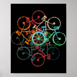 Color Bicycles Cycling Biking Black Poster