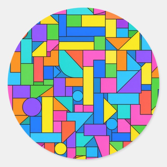 Color Block Disorder Classic Round Sticker (Front)
