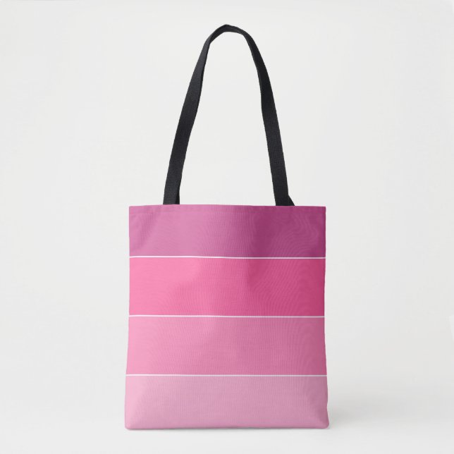 Color Block Horizontal Pink Stripes Tote Bag (Front)