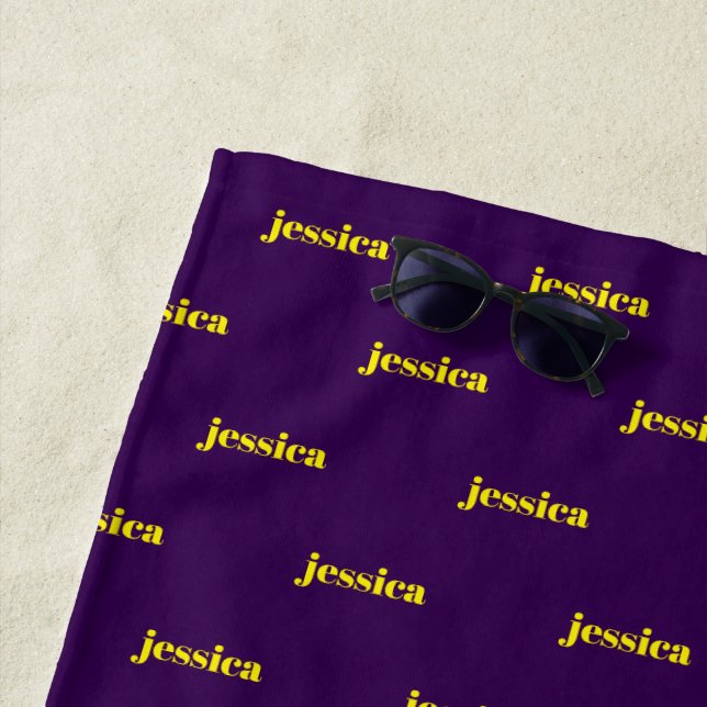 Color block minimalist custom name  beach towel (In Situ)