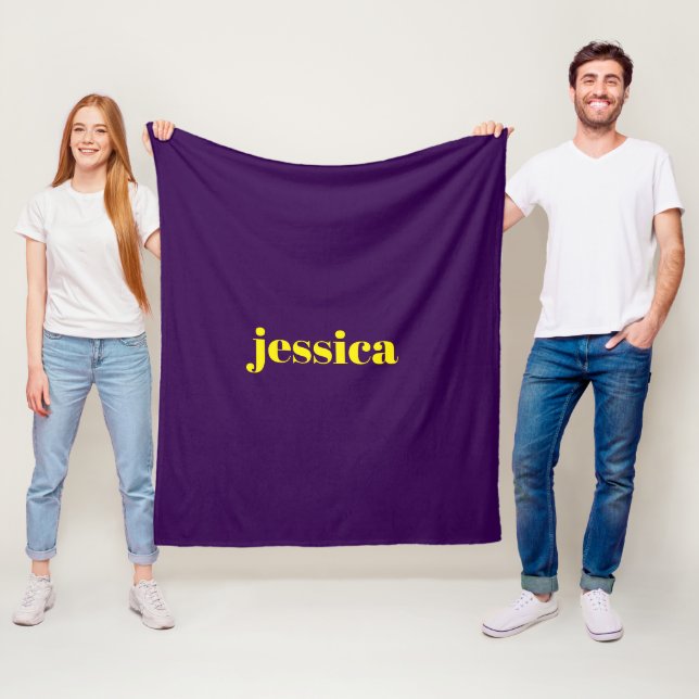 Color block minimalist custom name  fleece blanket (In Situ)