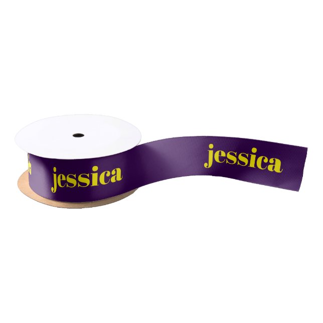 Color block minimalist custom name  satin ribbon (Spool)
