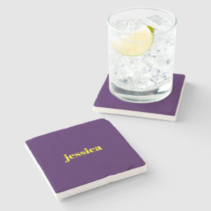 Color block minimalist custom name stone coaster