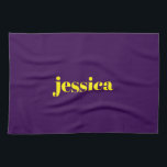 Color block minimalist custom name  tea towel<br><div class="desc">Add your name on this minimalist color block design on purple background.</div>