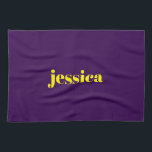 Color block minimalist custom name  tea towel<br><div class="desc">Add your name on this minimalist color block design on purple background.</div>