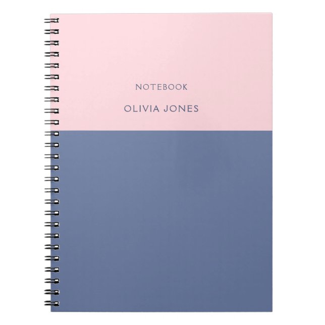 Color Block Name Gray Pink Notebook (Front)