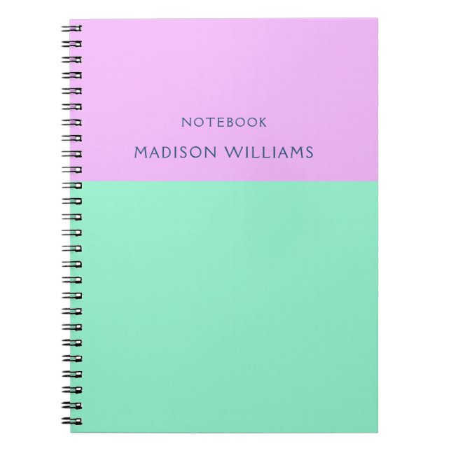 Color Block Name Pastel Neon Mint and Pink Notebook (Front)