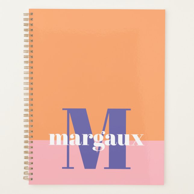 Color Block Pastel Personalized Monogram Name Planner (Front)