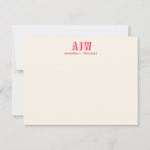 COLOR BLOCK SHADOW LETTER CUSTOM MONOGRAM  CARD