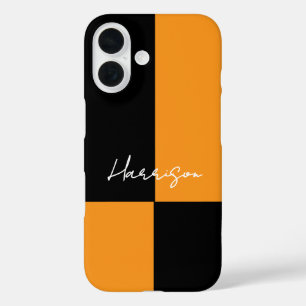 Color Block Yellow Black Modern Personalized iPhone 16 Case