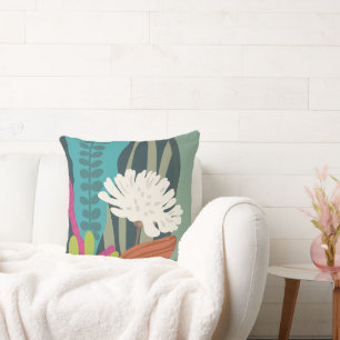 Color Blocks Floral Silhouette Modern  Cushion