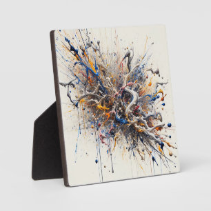 Color Burst Abstract Art – Energetic Paint Splash Plaque