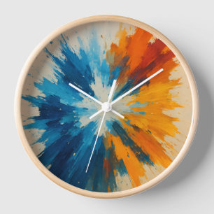Color Burst Clock – Abstract Art Timepiece in Blue