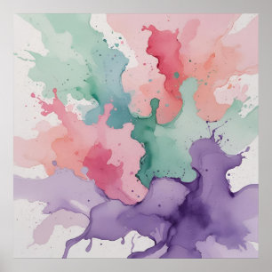 Color Burst Watercolor – Abstract Energy in Vibran Poster