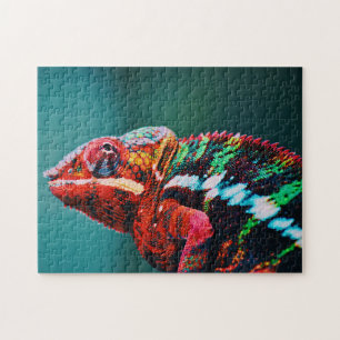 Color Changing Rainbow Chameleon Reptile Jigsaw Puzzle