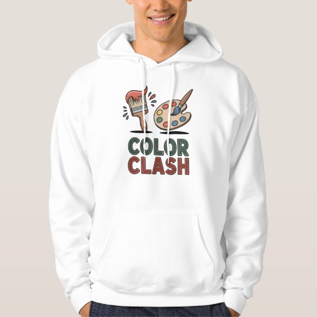 Color Clash – Bold Painter’s Palette & Brush  Hoodie (Front)