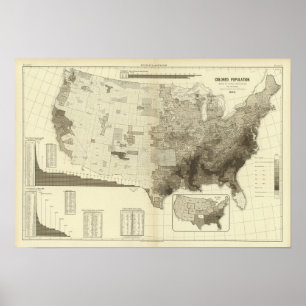 color coded population by counties poster