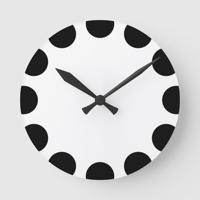 Color Crescent - Black and White Round Clock (Front)