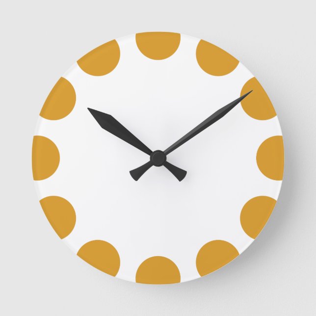 Color Crescent - Golden with White Round Clock (Front)