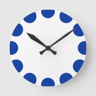 Color Crescent - Navy Blue with White Round Clock