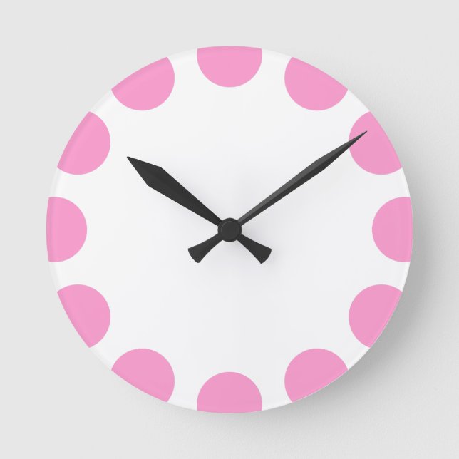 Color Crescent - Pink and White Round Clock (Front)