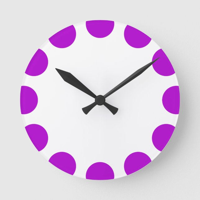 Color Crescent - Purple and White Round Clock (Front)