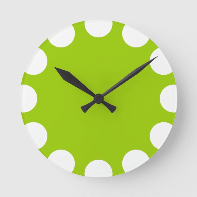 Color Crescent - White with Martian Green Round Clock (Front)