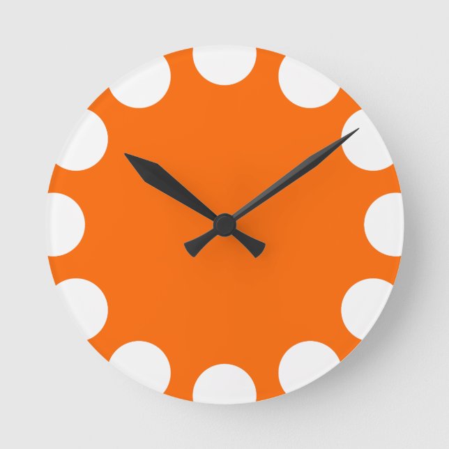 Color Crescent - White with Orange Round Clock (Front)