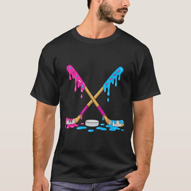 Color Drip Hockey Sticks Youth Tee Funny Ice-hocke (Front)