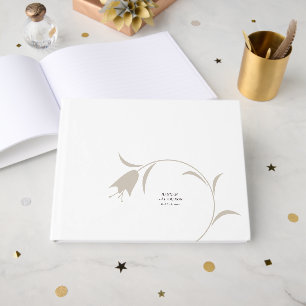 Color Editable Greige  Floral Wedding Guest Book