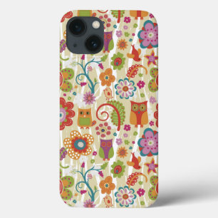 Color Floral and Owl iPhone 13 Case