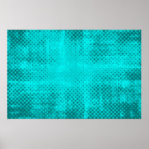 Color grunge turquoise background. Halftone elemen Poster