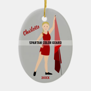 Color Guard Blonde With Braid In Red Ceramic Tree Decoration