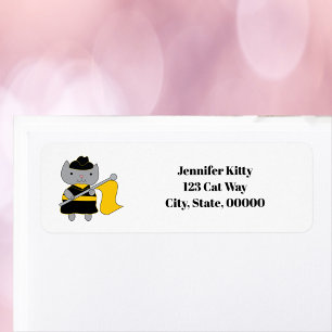 Color Guard Cat Black Personalize Return Address