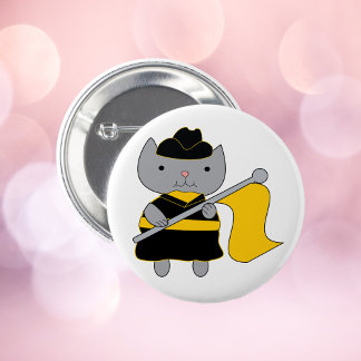 Color Guard Cat Cartoon Black Yellow 6 Cm Round Badge