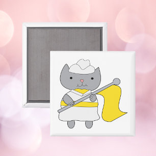 Color Guard Flag Team Gray Cat Yellow White Magnet