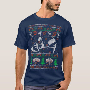 Color Guard Ugly Christmas Happy Holidays Flag Xma T-Shirt