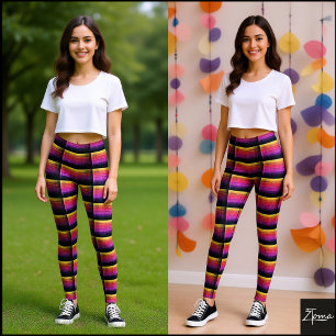  color harmony in this vibrant square pattern leggings