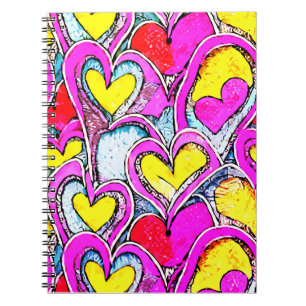 Color Heart Shapes in Art Mosaic Notebook