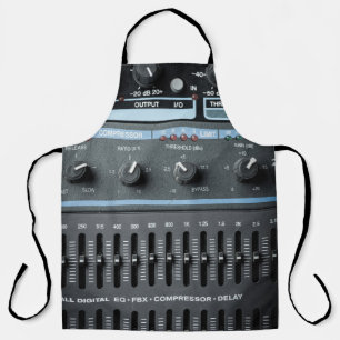 Color image of many buttons in a sound recording s apron