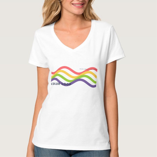 Color Loop Wavy Rainbow Abstract T-Shirt (Front)