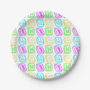 Color Mahjong Tiles Plates
